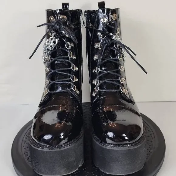 Talv Shoes Goth Black Chains & Buckle Platform Boots Women's Size 40 EU  / 10 US - Picture 2 of 10